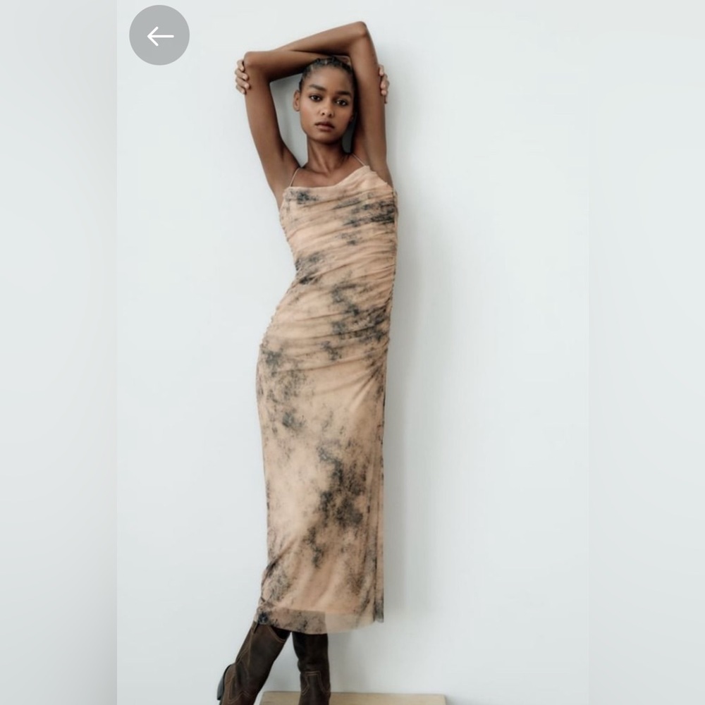 NWT zara print dress with tulle S